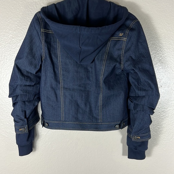 Cinq A Sept Jess Topstitched Denim Hooded Combo Jacket - Picture 7 of 7